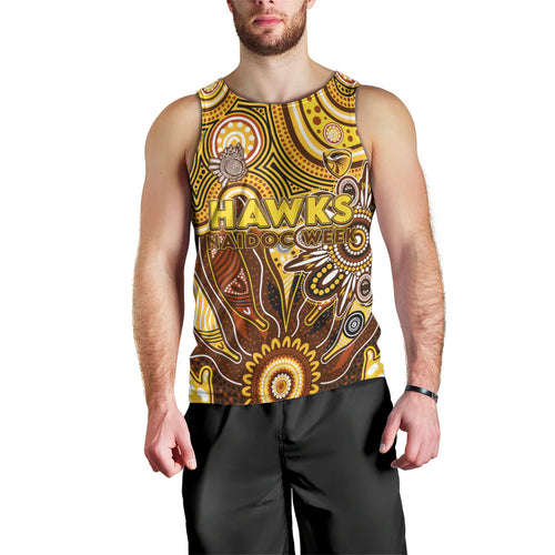 Personalised Hawks NAIDOC Week 2024 Men Tank Top Aussie Aboriginal Art