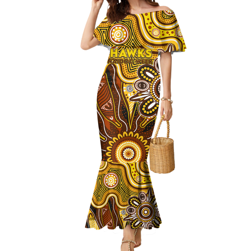 Personalised Hawks NAIDOC Week 2024 Mermaid Dress Aussie Aboriginal Art