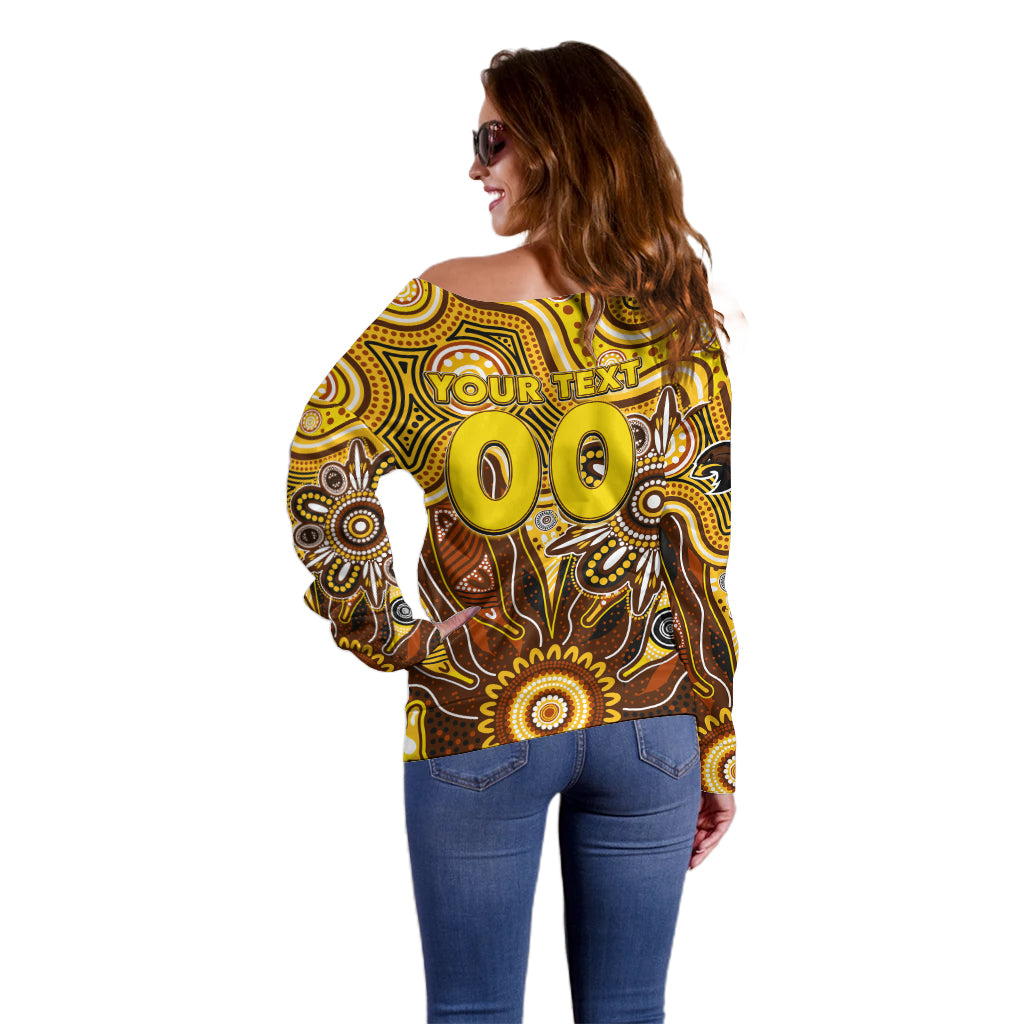 Personalised Hawks NAIDOC Week 2024 Off Shoulder Sweater Aussie Aboriginal Art
