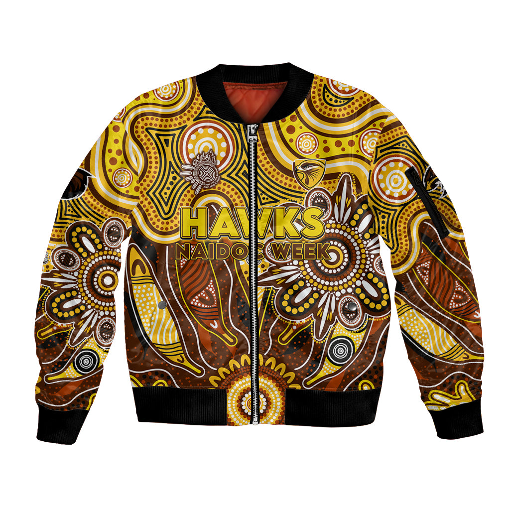 Personalised Hawks NAIDOC Week 2024 Sleeve Zip Bomber Jacket Aussie Aboriginal Art