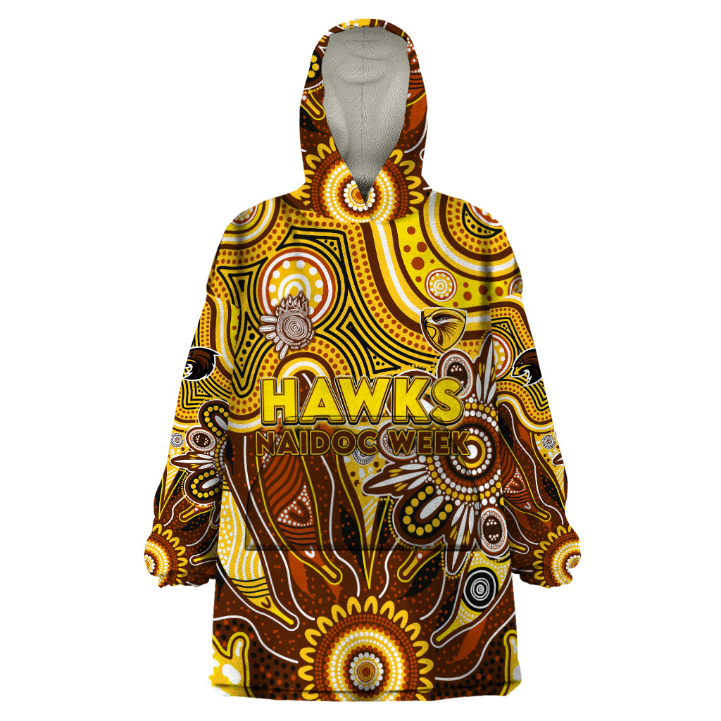 Personalised Hawks NAIDOC Week 2024 Wearable Blanket Hoodie Aussie Aboriginal Art