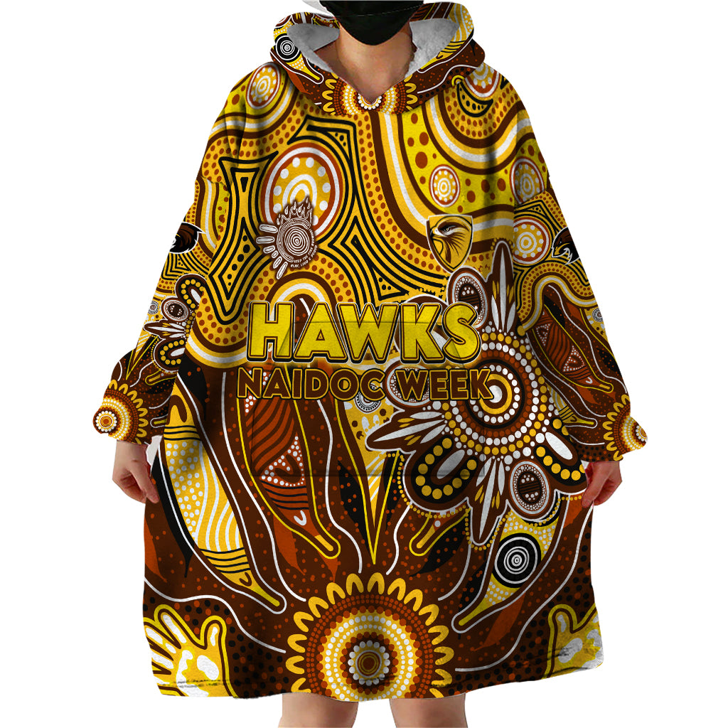 Personalised Hawks NAIDOC Week 2024 Wearable Blanket Hoodie Aussie Aboriginal Art
