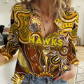 Personalised Hawks NAIDOC Week 2024 Women Casual Shirt Aussie Aboriginal Art