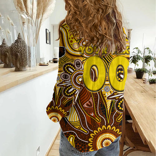 Personalised Hawks NAIDOC Week 2024 Women Casual Shirt Aussie Aboriginal Art