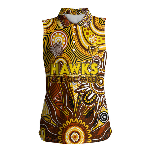 Personalised Hawks NAIDOC Week 2024 Women Sleeveless Polo Shirt Aussie Aboriginal Art