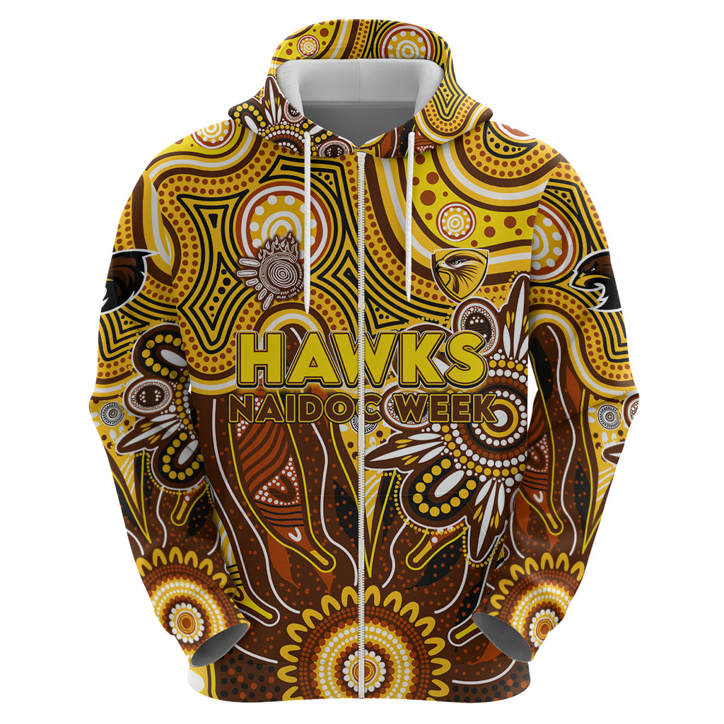 Personalised Hawks NAIDOC Week 2024 Zip Hoodie Aussie Aboriginal Art