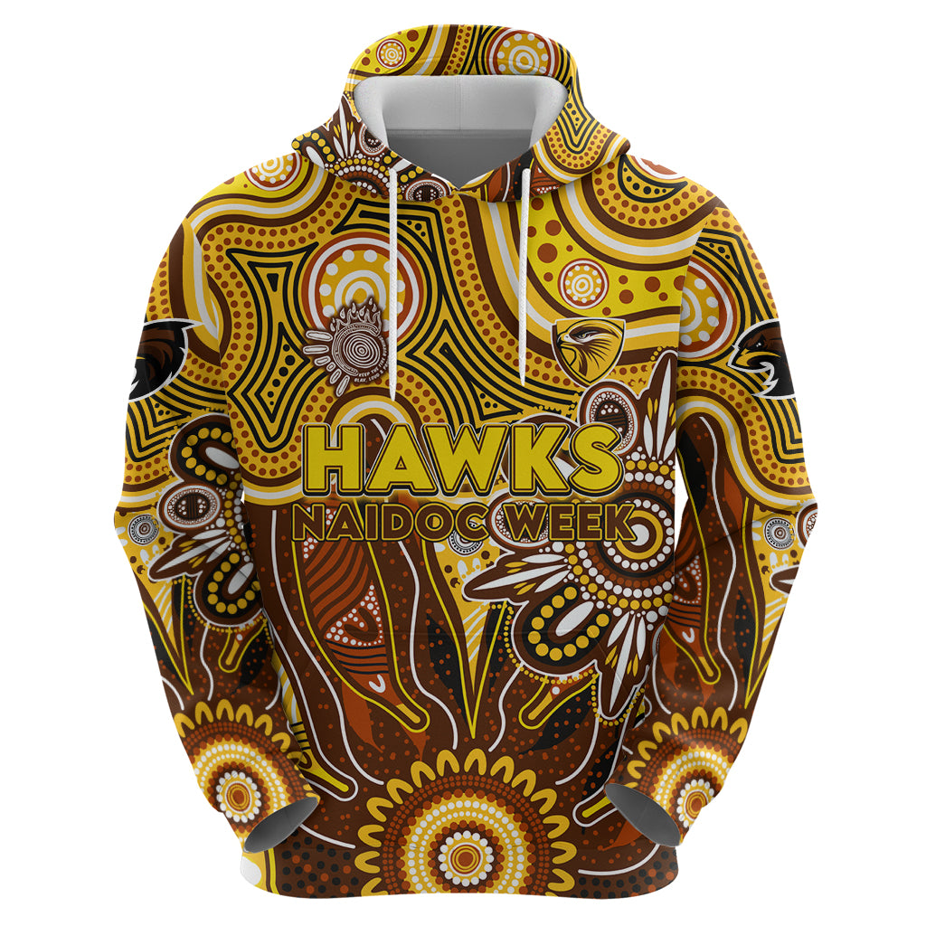 Personalised Hawks NAIDOC Week 2024 Zip Hoodie Aussie Aboriginal Art