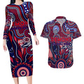 Personalised Demons NAIDOC Week 2024 Couples Matching Long Sleeve Bodycon Dress and Hawaiian Shirt Aussie Aboriginal Art