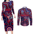 Personalised Demons NAIDOC Week 2024 Couples Matching Long Sleeve Bodycon Dress and Long Sleeve Button Shirt Aussie Aboriginal Art