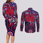 Personalised Demons NAIDOC Week 2024 Couples Matching Long Sleeve Bodycon Dress and Long Sleeve Button Shirt Aussie Aboriginal Art