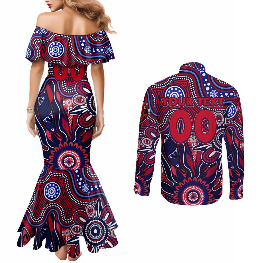 Personalised Demons NAIDOC Week 2024 Couples Matching Mermaid Dress and Long Sleeve Button Shirt Aussie Aboriginal Art