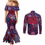 Personalised Demons NAIDOC Week 2024 Couples Matching Mermaid Dress and Long Sleeve Button Shirt Aussie Aboriginal Art
