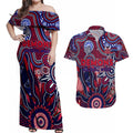 Personalised Demons NAIDOC Week 2024 Couples Matching Off Shoulder Maxi Dress and Hawaiian Shirt Aussie Aboriginal Art
