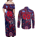 Personalised Demons NAIDOC Week 2024 Couples Matching Off Shoulder Maxi Dress and Long Sleeve Button Shirt Aussie Aboriginal Art