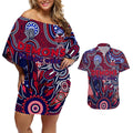 Personalised Demons NAIDOC Week 2024 Couples Matching Off Shoulder Short Dress and Hawaiian Shirt Aussie Aboriginal Art
