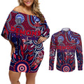 Personalised Demons NAIDOC Week 2024 Couples Matching Off Shoulder Short Dress and Long Sleeve Button Shirt Aussie Aboriginal Art