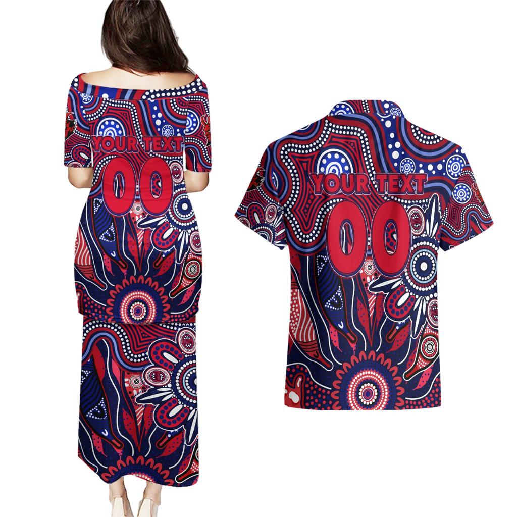 Personalised Demons NAIDOC Week 2024 Couples Matching Puletasi and Hawaiian Shirt Aussie Aboriginal Art