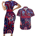 Personalised Demons NAIDOC Week 2024 Couples Matching Short Sleeve Bodycon Dress and Hawaiian Shirt Aussie Aboriginal Art