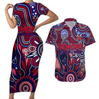 Personalised Demons NAIDOC Week 2024 Couples Matching Short Sleeve Bodycon Dress and Hawaiian Shirt Aussie Aboriginal Art