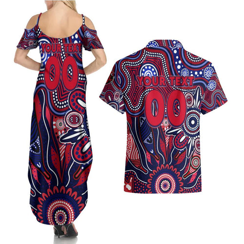 Personalised Demons NAIDOC Week 2024 Couples Matching Summer Maxi Dress and Hawaiian Shirt Aussie Aboriginal Art