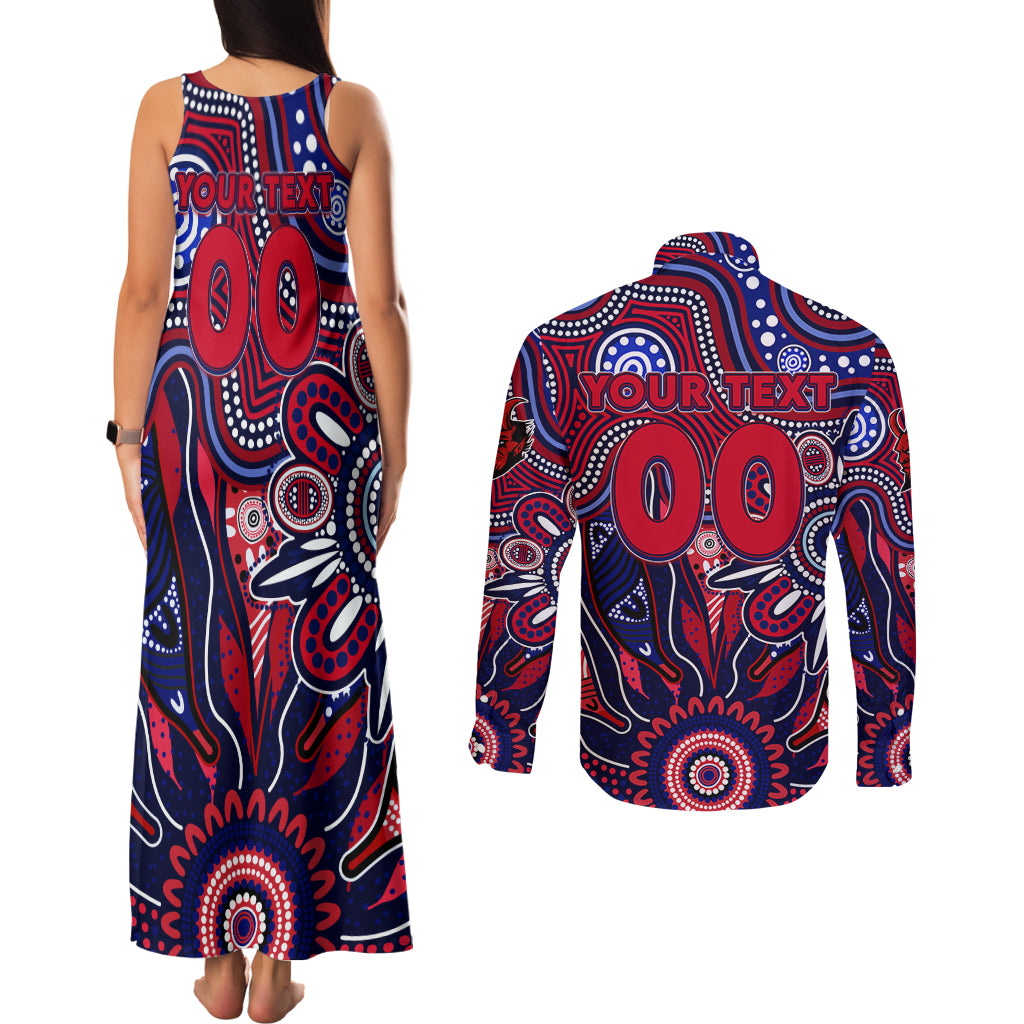 Personalised Demons NAIDOC Week 2024 Couples Matching Tank Maxi Dress and Long Sleeve Button Shirt Aussie Aboriginal Art