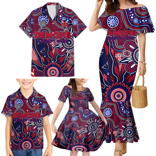 Personalised Demons NAIDOC Week 2024 Family Matching Mermaid Dress and Hawaiian Shirt Aussie Aboriginal Art