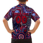 Personalised Demons NAIDOC Week 2024 Family Matching Off The Shoulder Long Sleeve Dress and Hawaiian Shirt Aussie Aboriginal Art