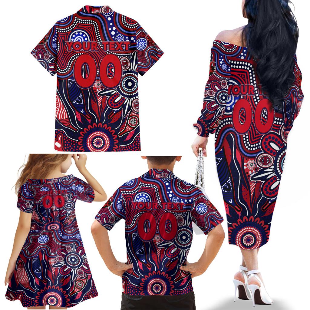 Personalised Demons NAIDOC Week 2024 Family Matching Off The Shoulder Long Sleeve Dress and Hawaiian Shirt Aussie Aboriginal Art