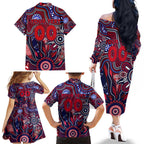 Personalised Demons NAIDOC Week 2024 Family Matching Off The Shoulder Long Sleeve Dress and Hawaiian Shirt Aussie Aboriginal Art