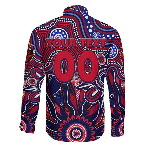 Personalised Demons NAIDOC Week 2024 Family Matching Off The Shoulder Long Sleeve Dress and Hawaiian Shirt Aussie Aboriginal Art
