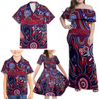 Personalised Demons NAIDOC Week 2024 Family Matching Off Shoulder Maxi Dress and Hawaiian Shirt Aussie Aboriginal Art