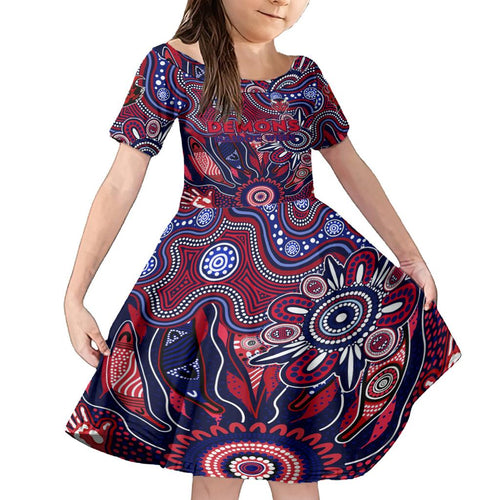 Personalised Demons NAIDOC Week 2024 Family Matching Off Shoulder Maxi Dress and Hawaiian Shirt Aussie Aboriginal Art