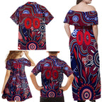 Personalised Demons NAIDOC Week 2024 Family Matching Off Shoulder Maxi Dress and Hawaiian Shirt Aussie Aboriginal Art