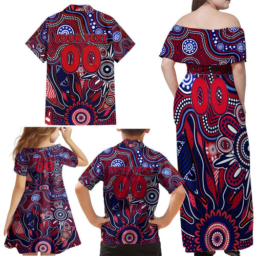 Personalised Demons NAIDOC Week 2024 Family Matching Off Shoulder Maxi Dress and Hawaiian Shirt Aussie Aboriginal Art