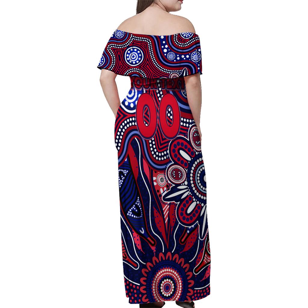 Personalised Demons NAIDOC Week 2024 Family Matching Off Shoulder Maxi Dress and Hawaiian Shirt Aussie Aboriginal Art