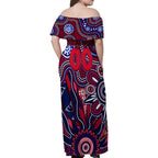 Personalised Demons NAIDOC Week 2024 Family Matching Off Shoulder Maxi Dress and Hawaiian Shirt Aussie Aboriginal Art