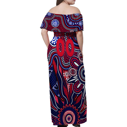Personalised Demons NAIDOC Week 2024 Family Matching Off Shoulder Maxi Dress and Hawaiian Shirt Aussie Aboriginal Art