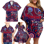 Personalised Demons NAIDOC Week 2024 Family Matching Off Shoulder Short Dress and Hawaiian Shirt Aussie Aboriginal Art