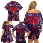 Personalised Demons NAIDOC Week 2024 Family Matching Off Shoulder Short Dress and Hawaiian Shirt Aussie Aboriginal Art