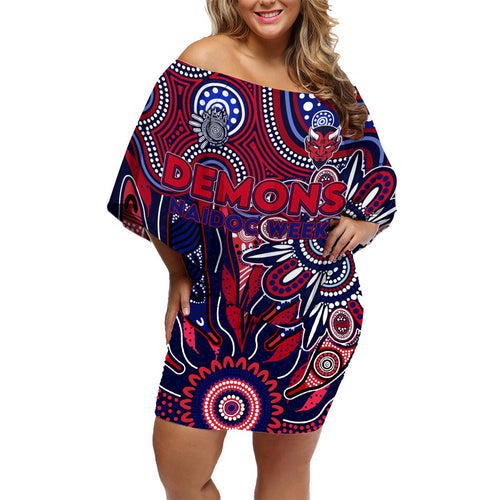 Personalised Demons NAIDOC Week 2024 Family Matching Off Shoulder Short Dress and Hawaiian Shirt Aussie Aboriginal Art