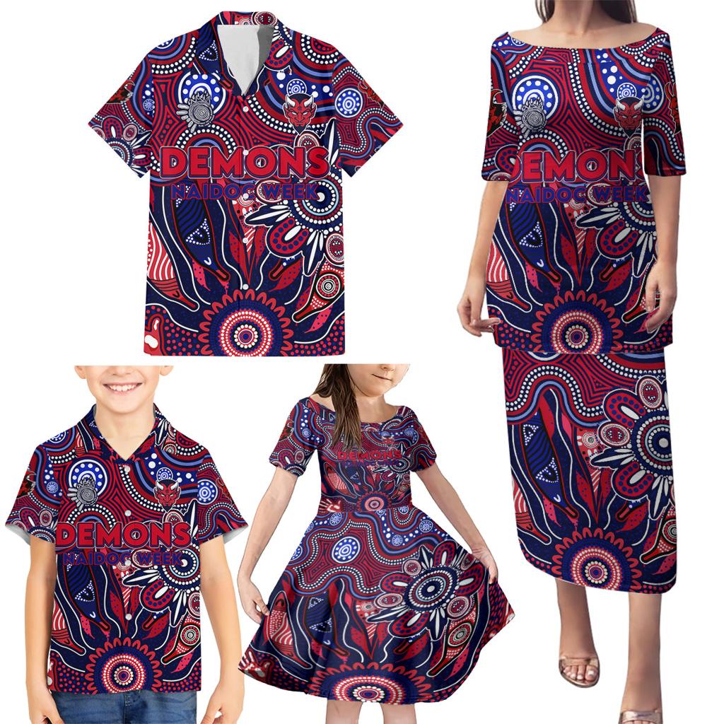 Personalised Demons NAIDOC Week 2024 Family Matching Puletasi and Hawaiian Shirt Aussie Aboriginal Art