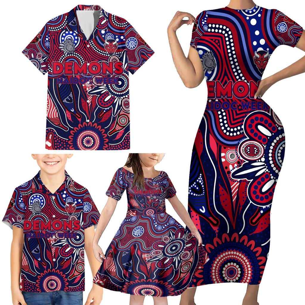 Personalised Demons NAIDOC Week 2024 Family Matching Short Sleeve Bodycon Dress and Hawaiian Shirt Aussie Aboriginal Art