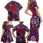 Personalised Demons NAIDOC Week 2024 Family Matching Short Sleeve Bodycon Dress and Hawaiian Shirt Aussie Aboriginal Art