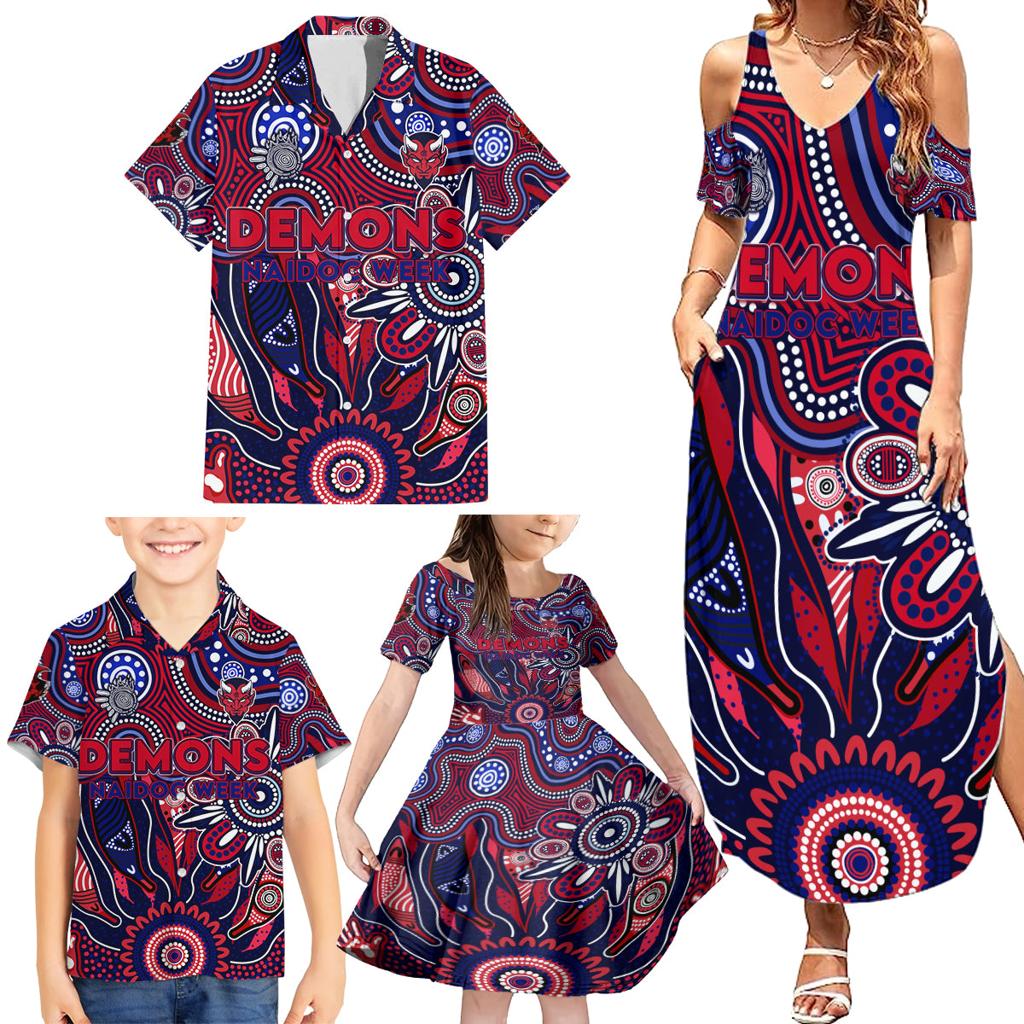 Personalised Demons NAIDOC Week 2024 Family Matching Summer Maxi Dress and Hawaiian Shirt Aussie Aboriginal Art