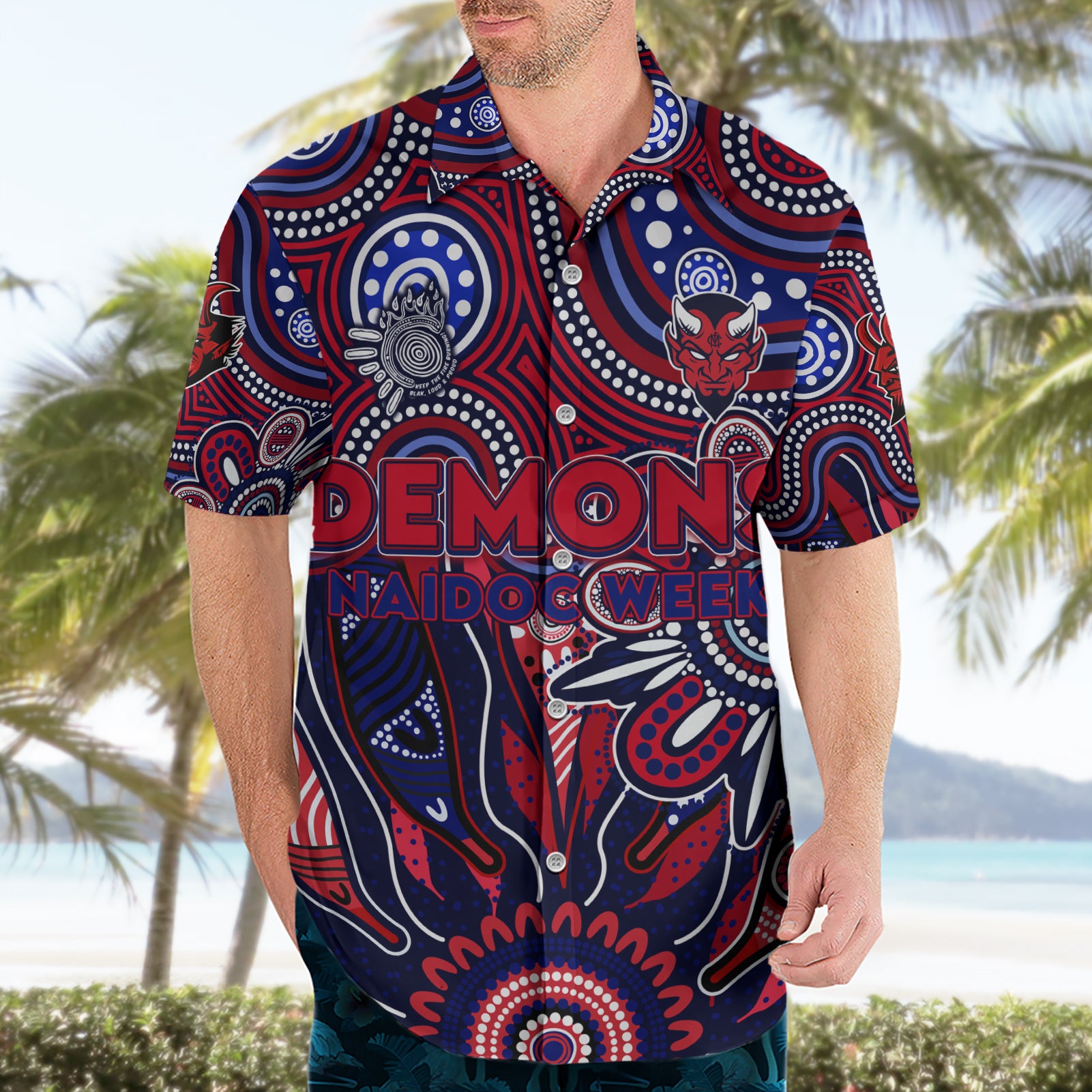 Personalised Demons NAIDOC Week 2024 Hawaiian Shirt Aussie Aboriginal Art