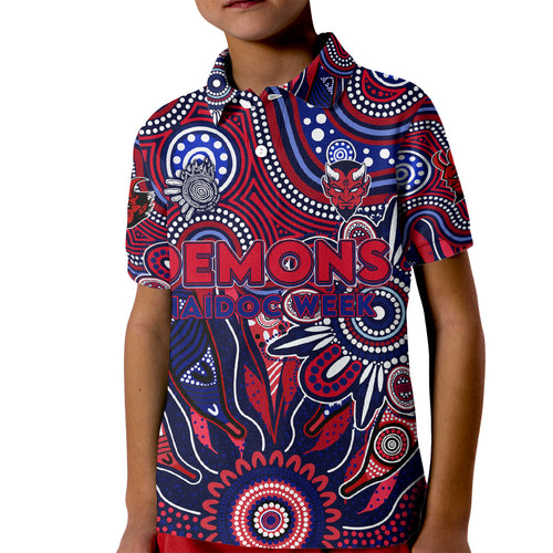 Personalised Demons NAIDOC Week 2024 Kid Polo Shirt Aussie Aboriginal Art