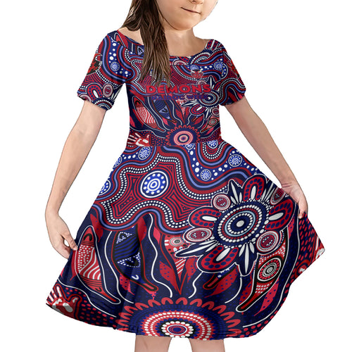 Personalised Demons NAIDOC Week 2024 Kid Short Sleeve Dress Aussie Aboriginal Art