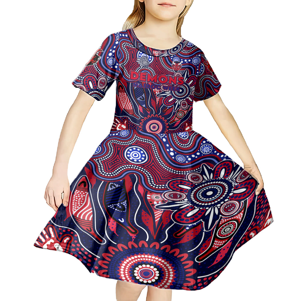 Personalised Demons NAIDOC Week 2024 Kid Short Sleeve Dress Aussie Aboriginal Art