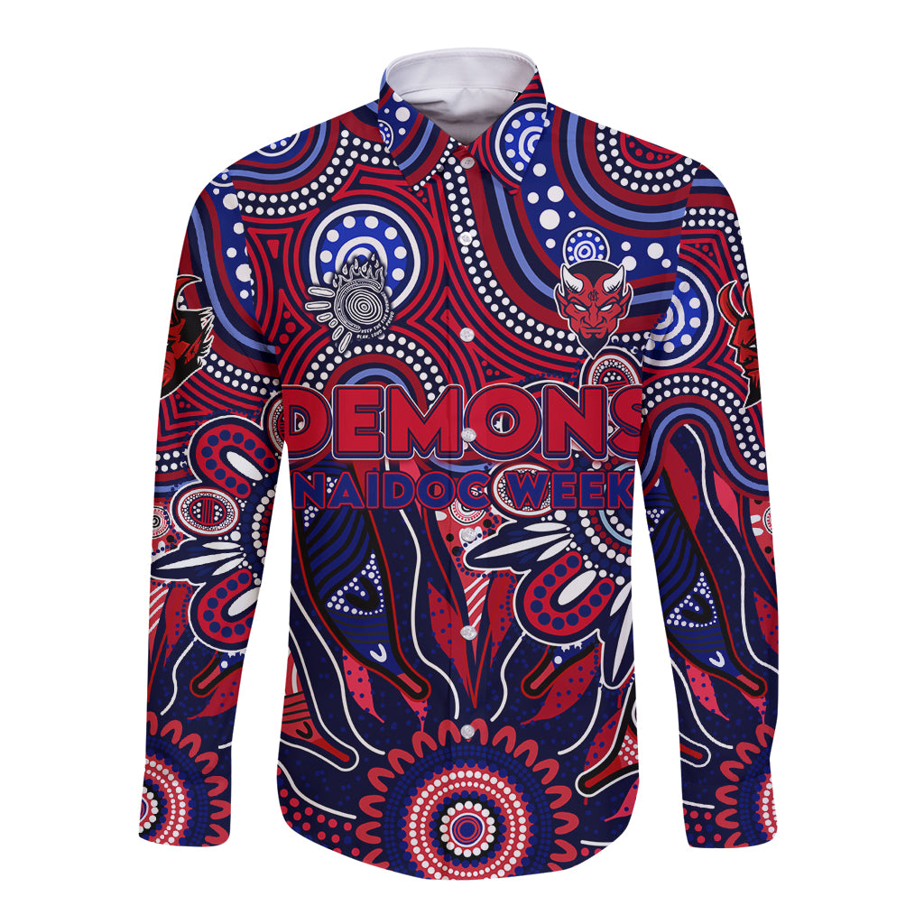 Personalised Demons NAIDOC Week 2024 Long Sleeve Button Shirt Aussie Aboriginal Art