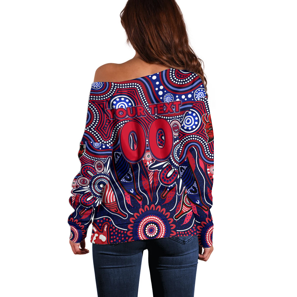 Personalised Demons NAIDOC Week 2024 Off Shoulder Sweater Aussie Aboriginal Art